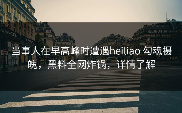 当事人在早高峰时遭遇heiliao 勾魂摄魄,黑料全网炸锅,详情了解