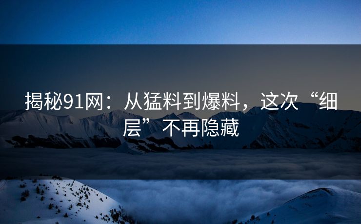 揭秘91网：从猛料到爆料，这次“细层”不再隐藏